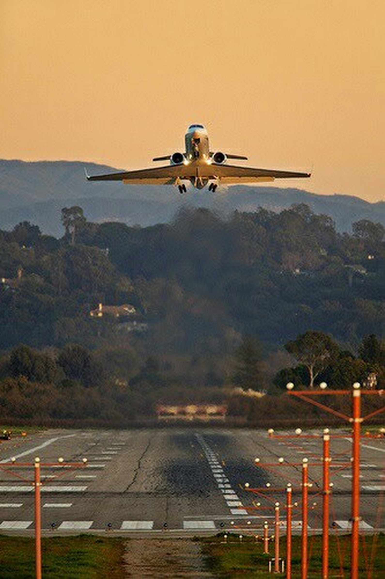 Private jet on regional airport runway