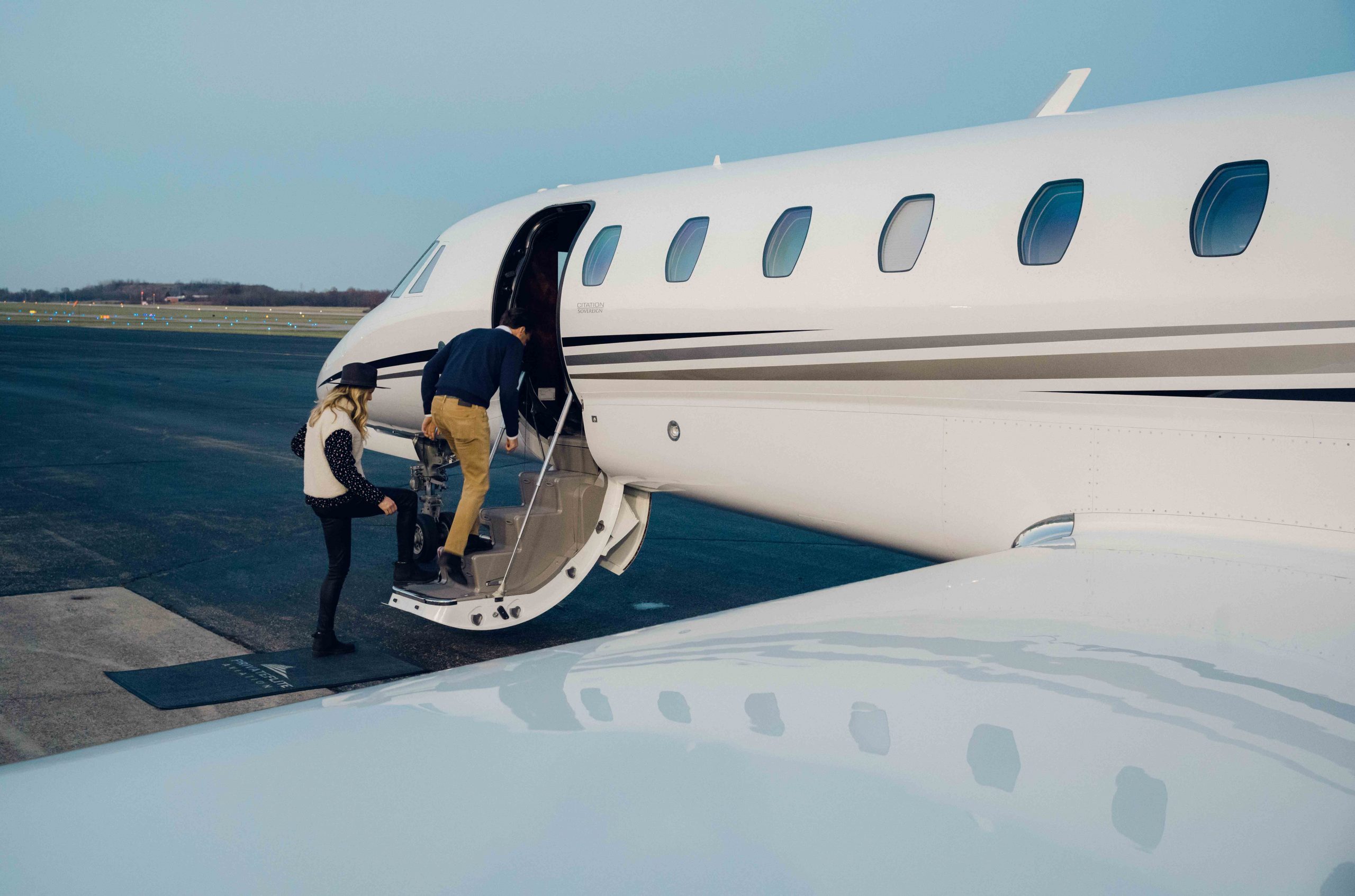 Phone showing empty leg flight alert notification from charter operator