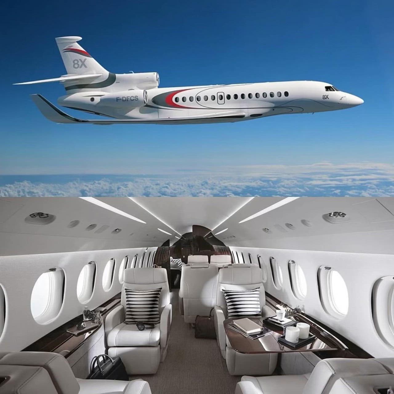 Ultra-long-range private jet cabin for Perth to London flight