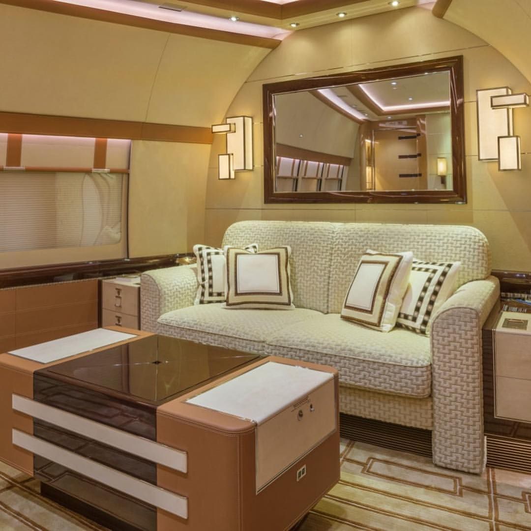 Luxury private jet cabin on Perth to London flight