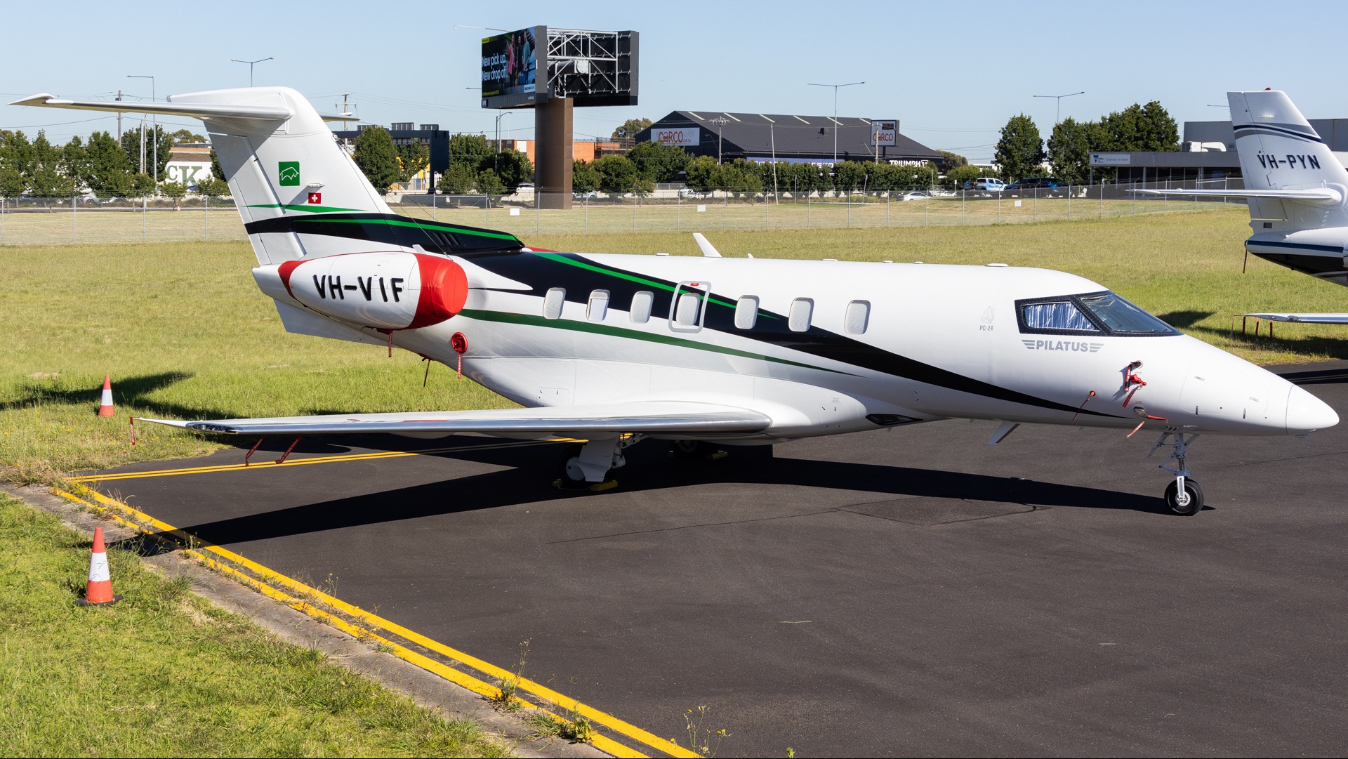 Private jet parked at Essendon Fields Airport during Melbourne Cup Week