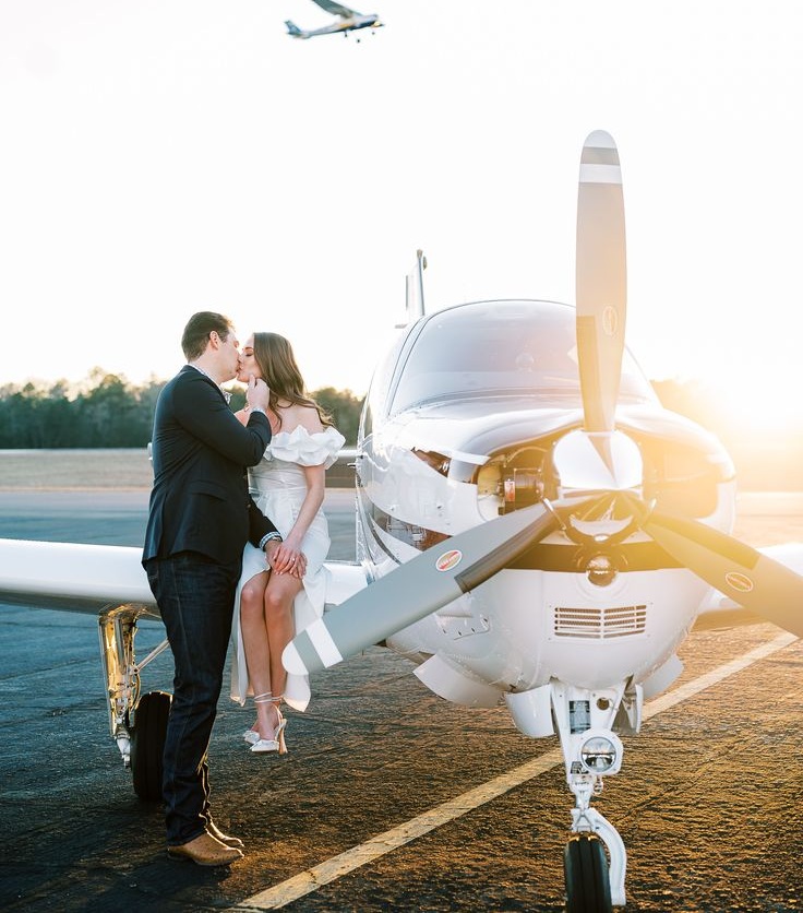 Wedding couple boarding a private jet in Australia